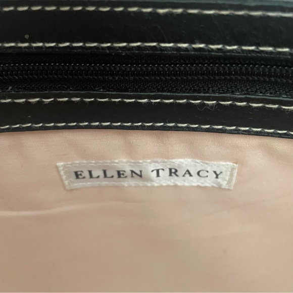 VTG Ellen Tracy Large Black Handbag with Peach Interior Chic Boho   Buissness - Picture 8 of 15